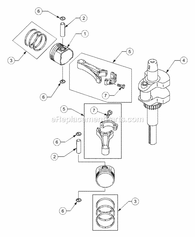 Piston/Crankshaft Diagram and Parts List for 1525 13A-221F100 Cub Cadet Lawn Tractor
